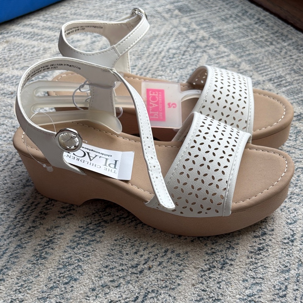 The Children's Place White and Tan Wedge Sandals